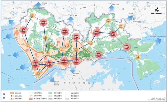 深圳城市空间结构规划图 图片来源：深圳市规划和自然资源局