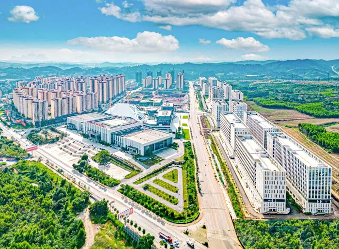 图为广西贺州市平桂区鸟瞰图。