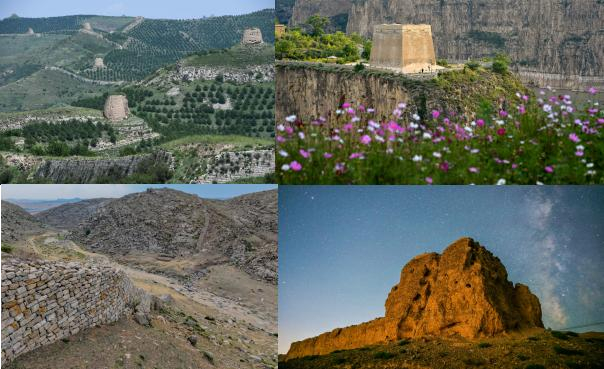 左上：2019年7月25日拍摄的清水河县境内的栜木塔长城。新华社记者 彭源 摄