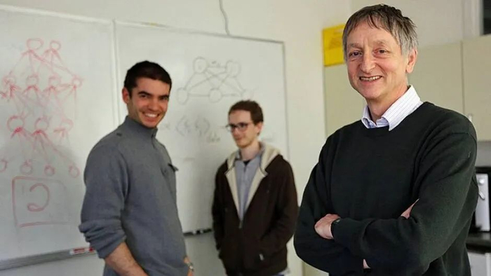 （从左到右依次为Ilya Sutskever、Alex Krizhevsky和Geoffrey Hinton）