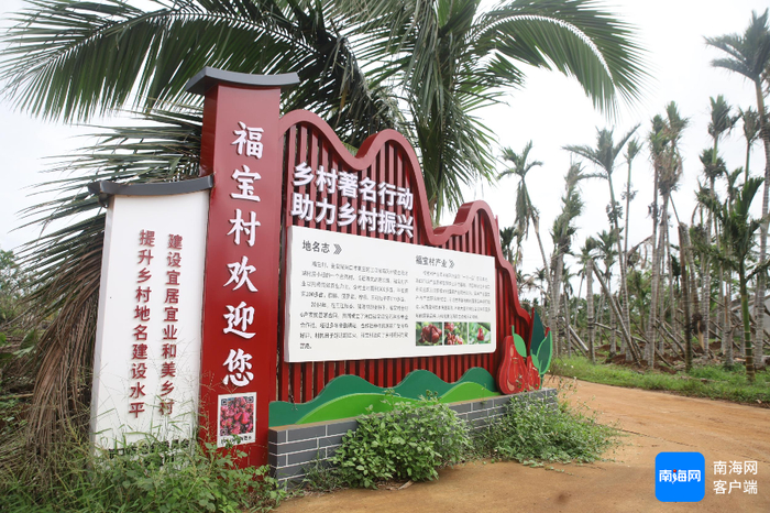 海口福宝村路口的村牌。记者 王威 摄