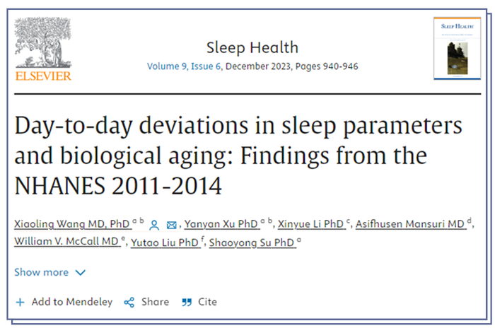 在调整多个变量后，研究人员依旧观察到睡眠偏差的所有参数，都与生物衰老显著相关。