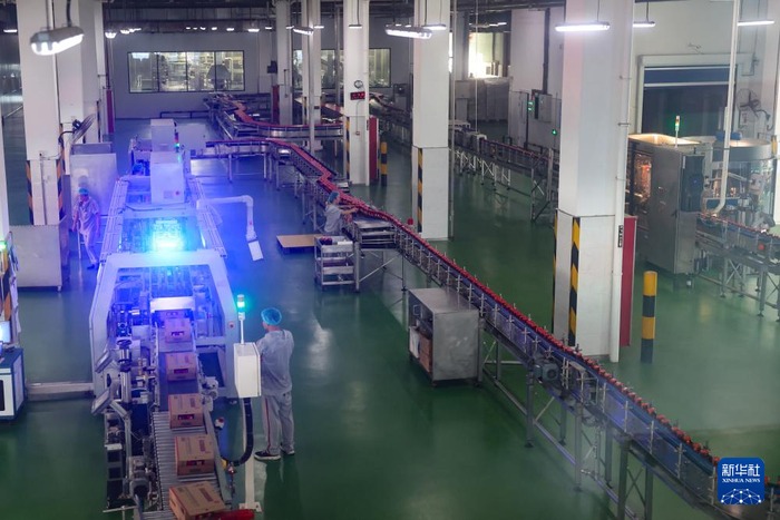   工作人员在老干妈生产线上整理货品（8月20日摄）。新华社记者 刘续 摄