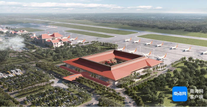 　博鳌三期项目T2航站楼鸟瞰效果图。海南机场集团供图