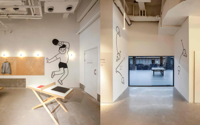 ● 咖啡馆和球馆通过透明玻璃相连