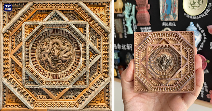 △蟠龙藻井和网友晒出的冰箱贴