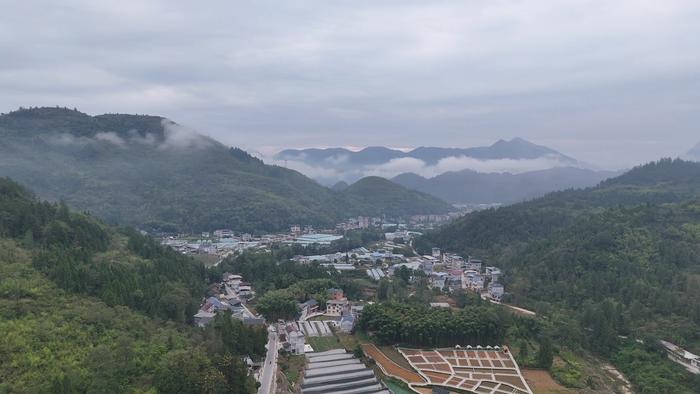 鸟瞰来凤县旧司镇后坝村（央广网发 卢童 摄）