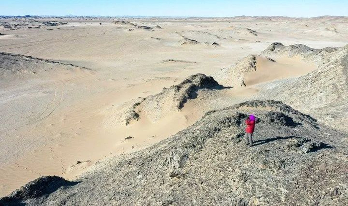 2021年1月8日，尼玛在边境地区的山顶向远处眺望。新华社记者 连振 摄