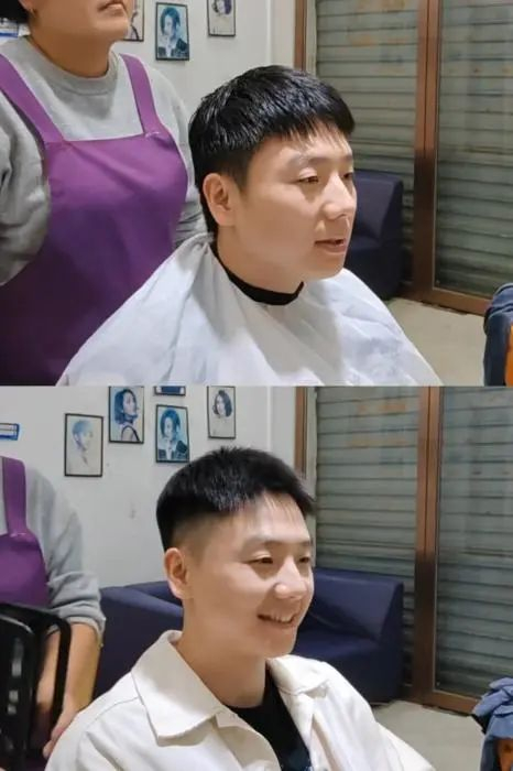 理发师晓华“爆改”顾客。图源晓华短视频账号