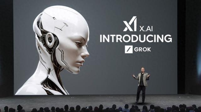 马斯克在人工智能大语言模型Grok的发布会上 图源:外媒