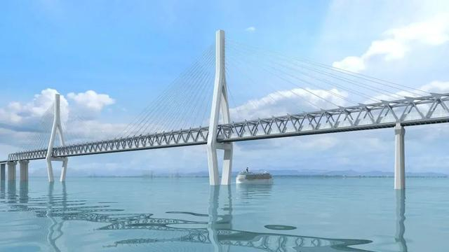 杭州湾跨海铁路桥南航道桥效果图