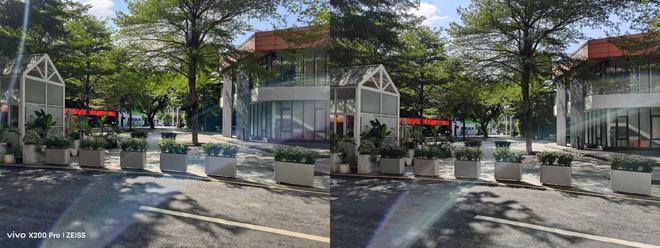 （图源：雷科技摄制，左图为vivo X200 Pro、右图为同期某旗舰）