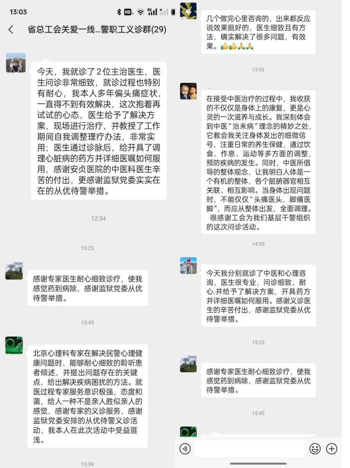 图3.义诊活动受到了监狱民警职工的一致好评