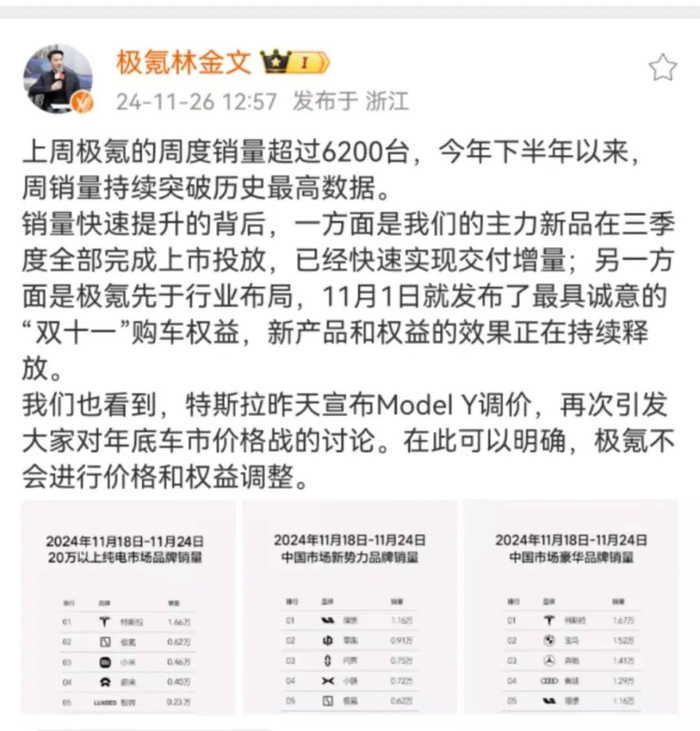 *图片来源：极氪林金文微博