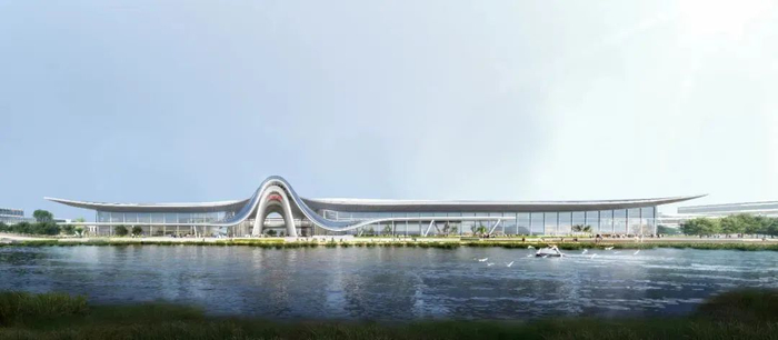 慈溪高铁站正视效果图。