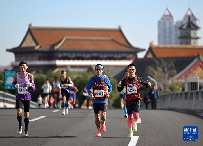 10月20日，2024天津马拉松鸣枪开跑。新华社记者 李然 摄
