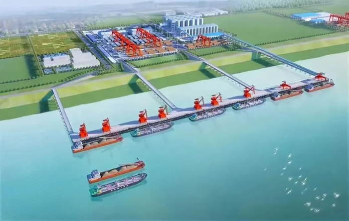 岳阳港城陵矶港区松阳湖三期工程效果图。