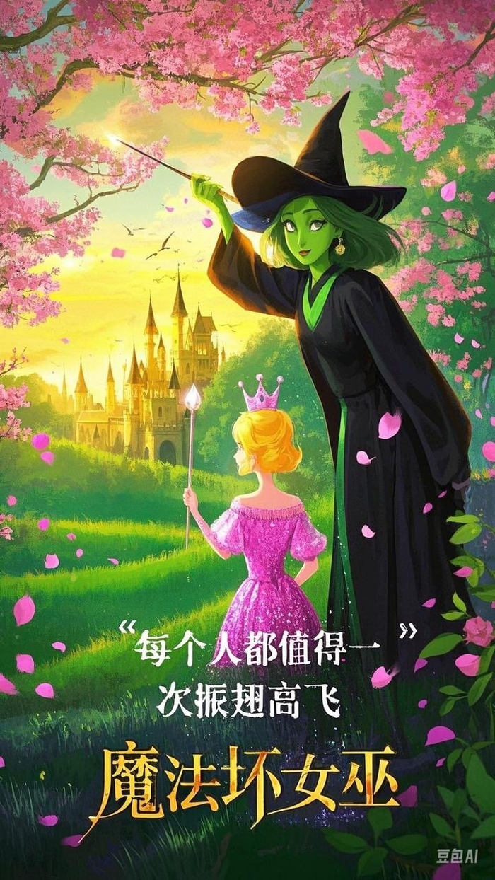 除了歌舞片，东方美学风格海报，豆包也可以拿捏，呈现大气磅礴的毛笔字。