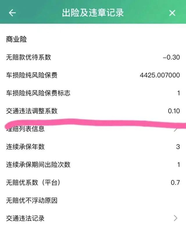 张先生出险及违章记录截图