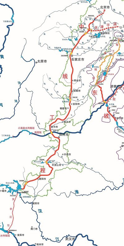 南水北调中线工程示意图。