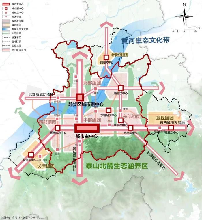 主城空间结构规划图 图片来源：济南市自然资源和规划局