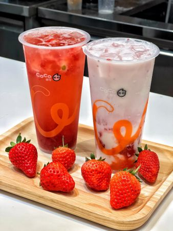 CoCo都可草莓大福与鲜爽莓莓饮品。企业供图