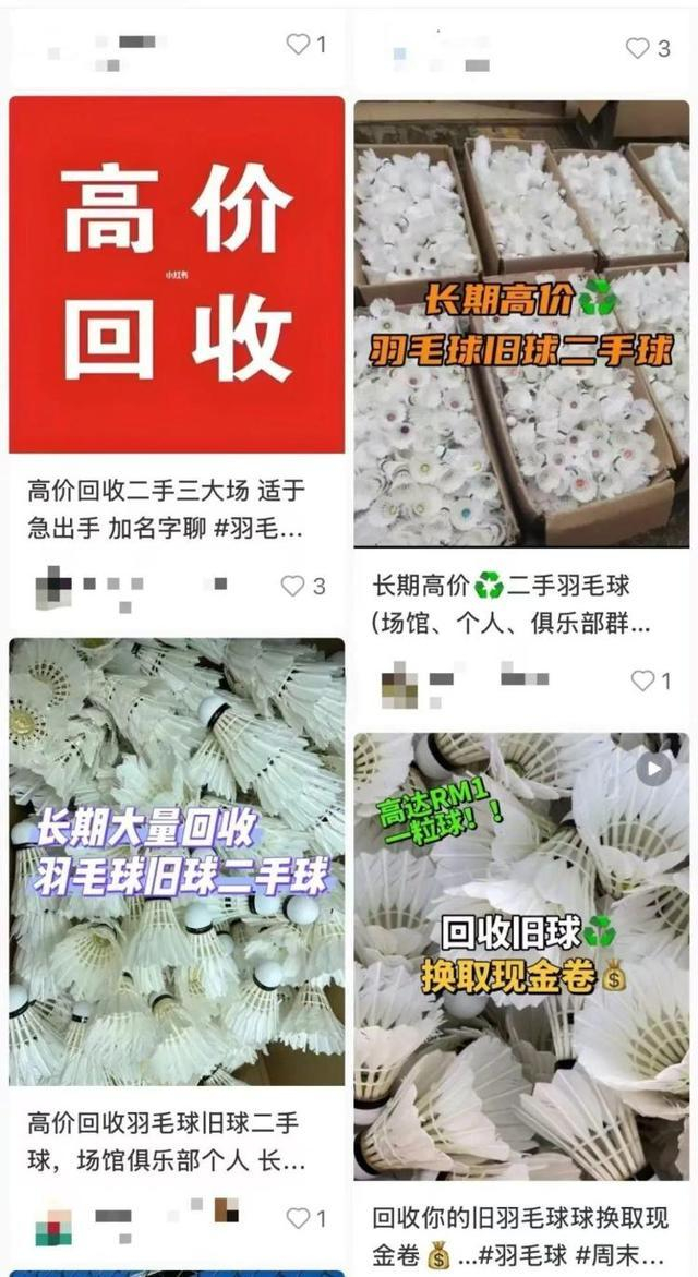 （“二手羽毛球回收信息”）