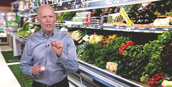     炒作“中国大蒜威胁论”的斯科特。 （央视）