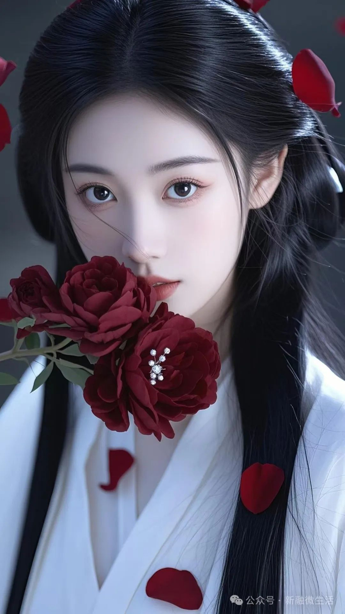 【国风图片集】花颜映银妆：古风白衣佳人的幽梦情思(图3)