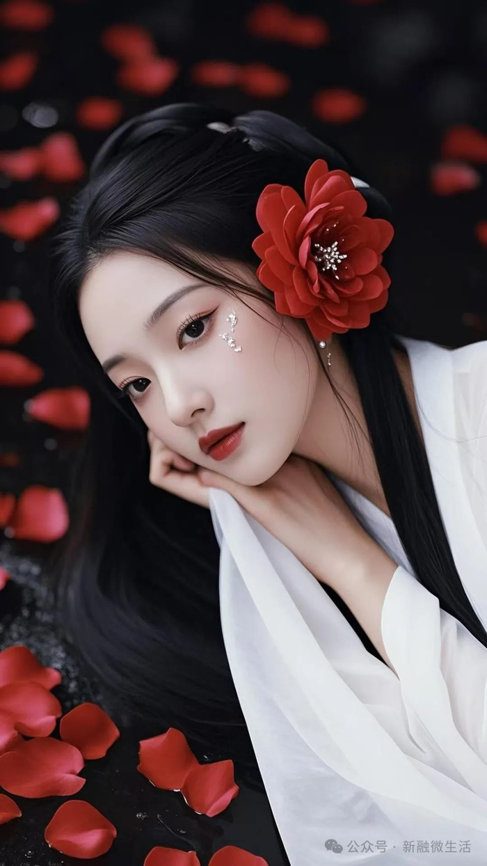【国风图片集】花颜映银妆：古风白衣佳人的幽梦情思(图2)