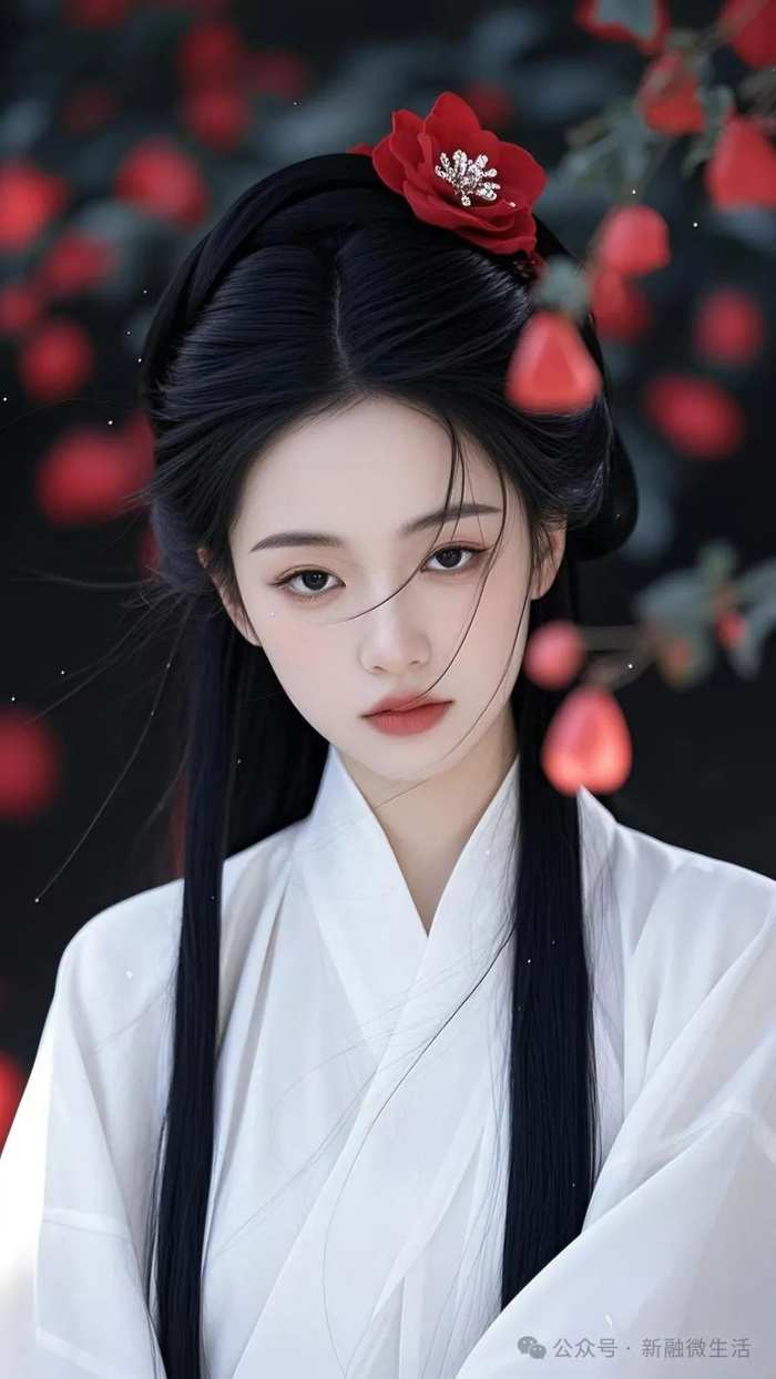 【国风图片集】花颜映银妆：古风白衣佳人的幽梦情思(图4)