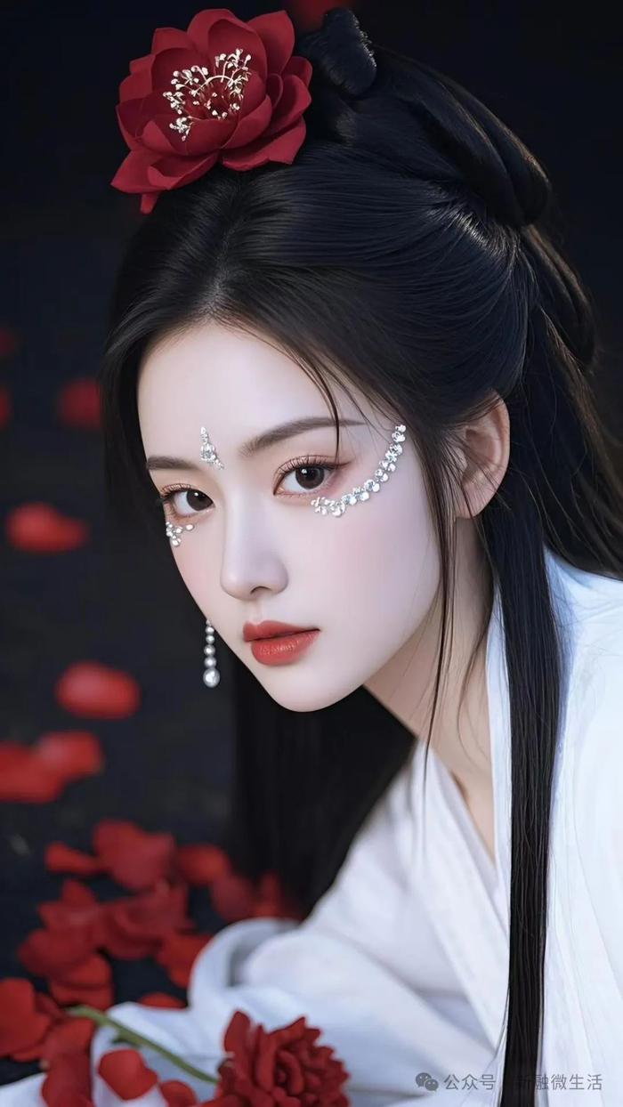 【国风图片集】花颜映银妆：古风白衣佳人的幽梦情思(图5)