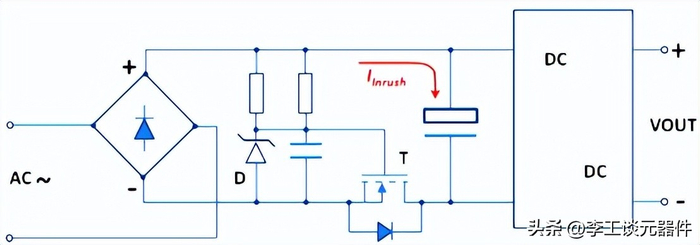 MOSFET 返回限制开关模式电源中的启动浪涌电流