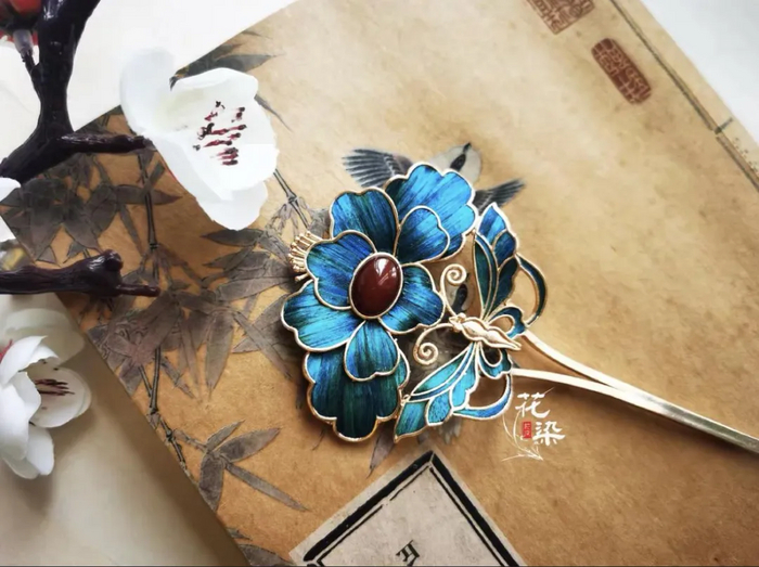 花染制作的点翠簪子