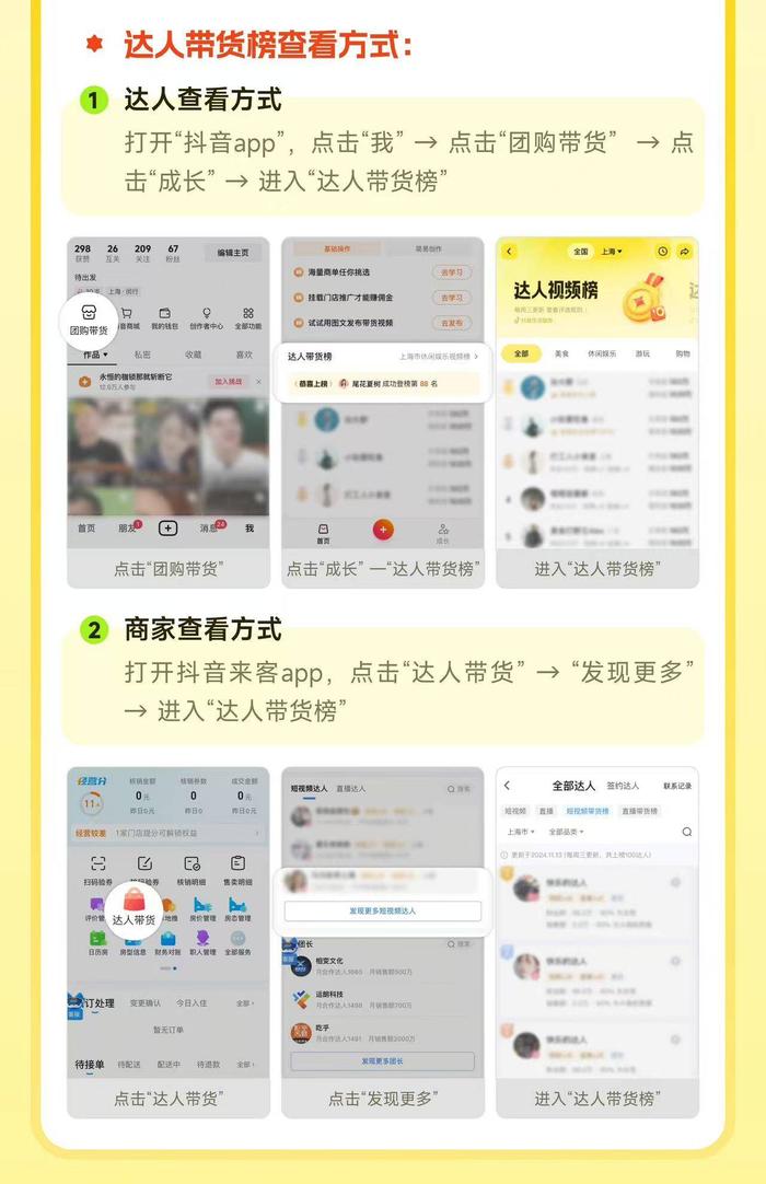 （达人带货榜功能入口）