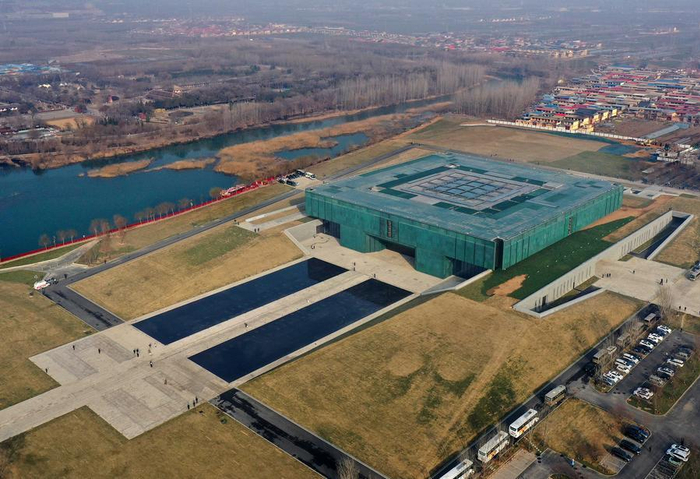 这是2024年2月26日拍摄的位于河南省安阳市的殷墟博物馆新馆（无人机照片）。新华社记者李安摄