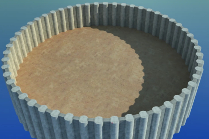 ▲ “大直径桩 + 二期槽”的圆-矩咬合桩支护结构