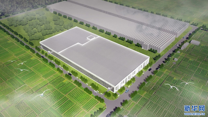包头市土右旗草莓智慧化温室生产示范基地效果图。