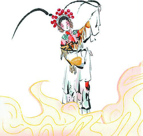 秦腔手绘素材画