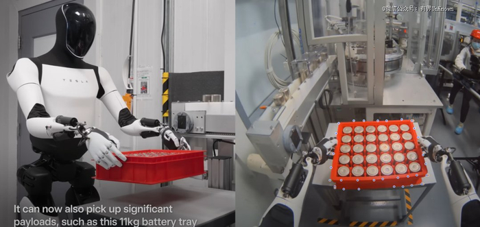 ▲擎天柱分拣电池包，来源YouTube