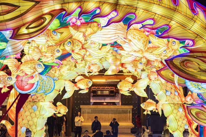 夫子庙大成殿景区的花灯流光溢彩。景区供图