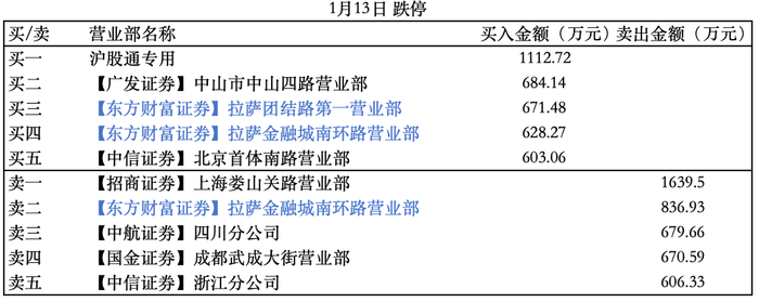 1月13日共进股份龙虎榜