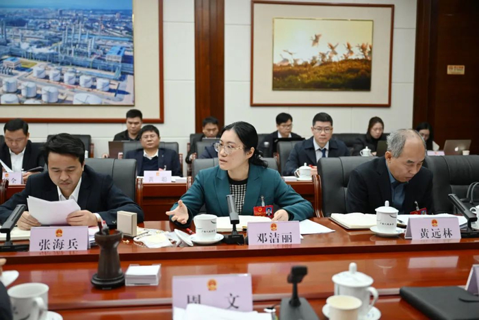 在分组审议政府工作报告时，邓洁丽代表畅所欲言。融媒体记者  王湖禄  摄