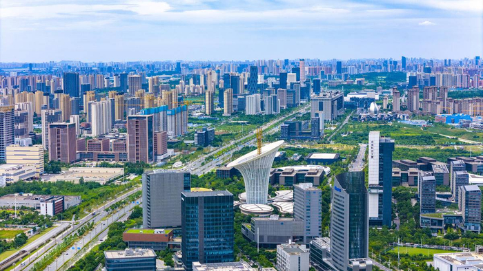俯瞰坐落在光谷科创大走廊沿线的武汉未来科技城。（湖北日报全媒记者 魏铼 摄）