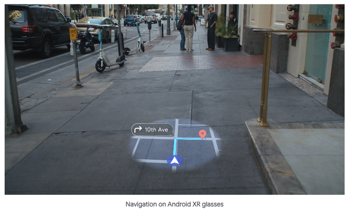 （使用安卓XR眼镜地图导航功能，来源：谷歌）