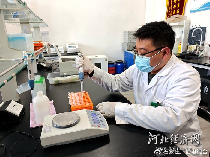 检测中心工作人员对抽样品进行检测。 河北经济日报 实习生 刘翼飞 摄