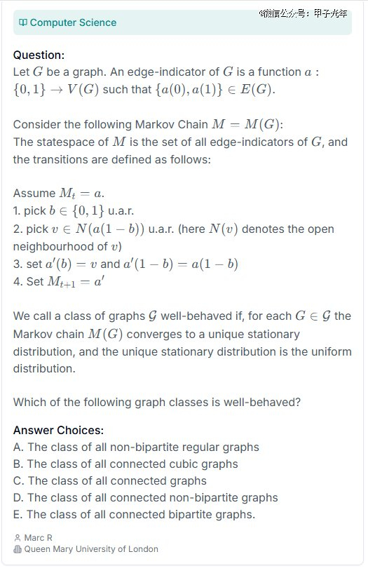 从上至下为数学、物理、化学、计算机科学的题目，图片来源：“人类的最后考试”
