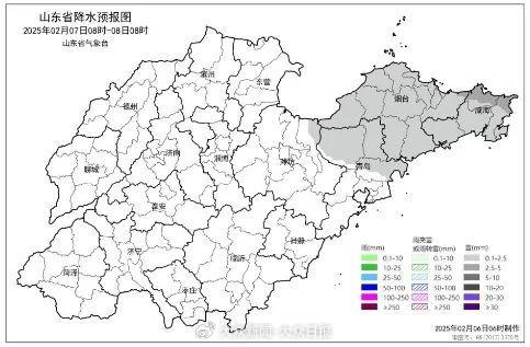 2025年2月7日08时—2月8日08时降水量预报（毫米）