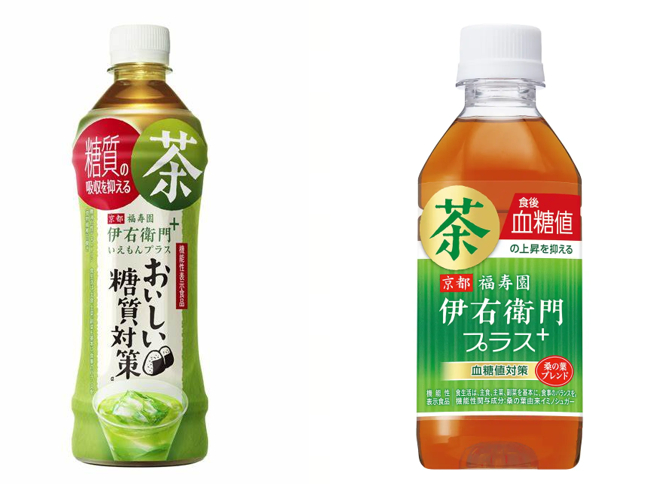 伊右卫门Plus美味的糖分应对方案（左）、伊右卫门Plus血糖值应对方案