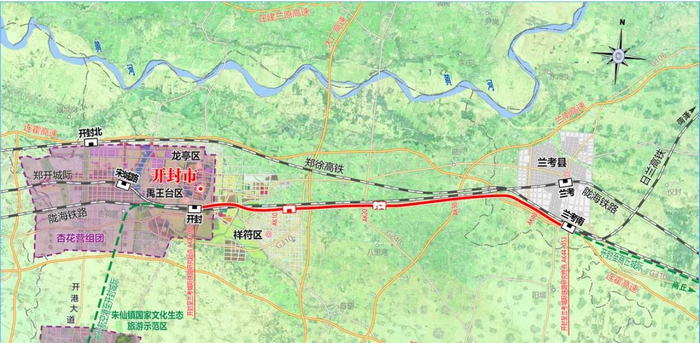 图3 开封至兰考城际铁路线路平面示意图